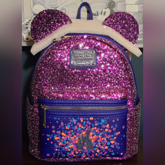 Loungefly Disney Parks Paris 30th Anniversary Sequin Backpack